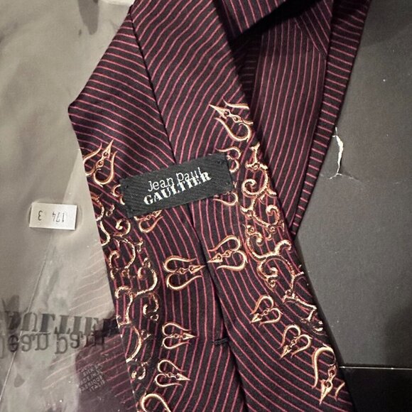 Jean Paul Gaultier Absolut Sweden Silk NWT Tie RARE Maroon Red Neckwear Baroque - Picture 5 of 10
